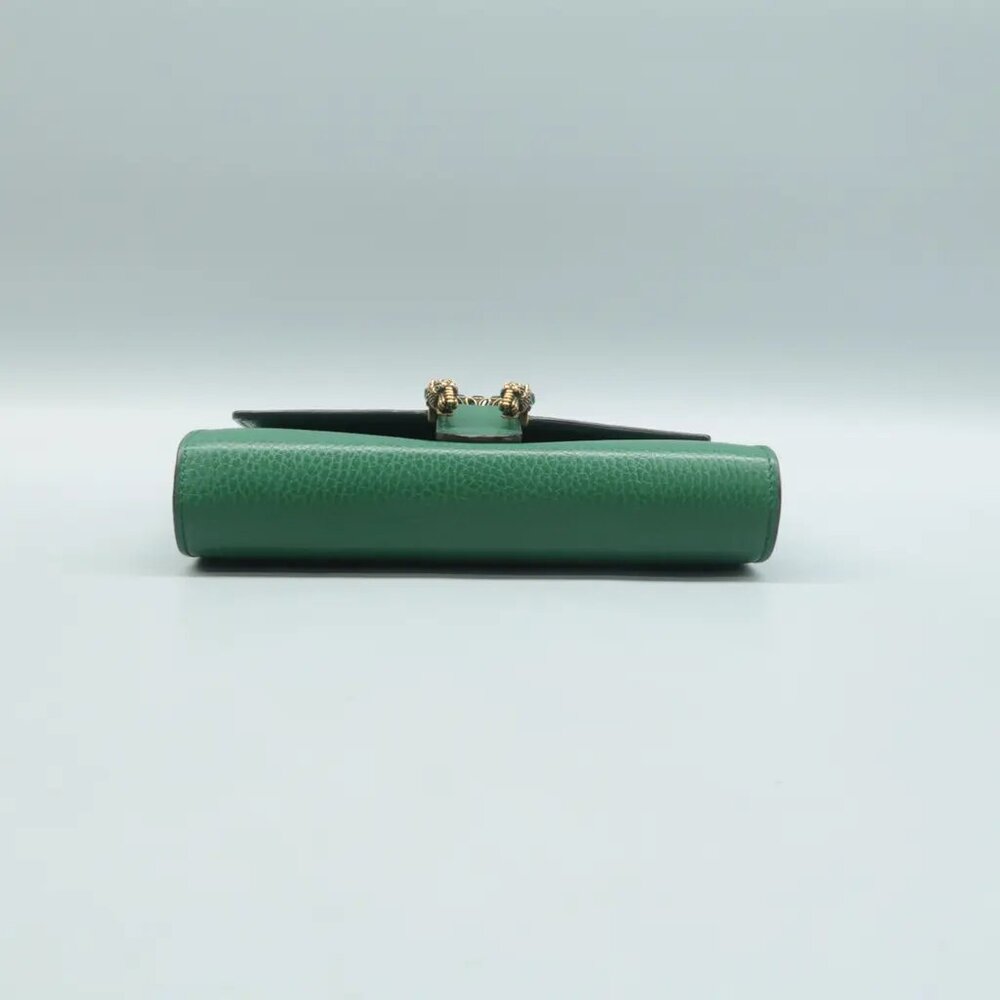 100% Authentic GUCCI Dionysus Chain Wallet Green Leather Shoulder Bag - Picture 3 of 12